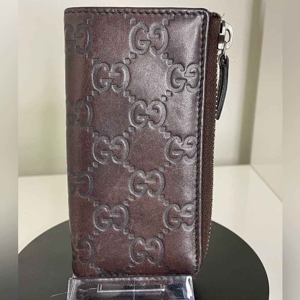 Gucci Guccissima Sima Key Holder Case Dark Brown